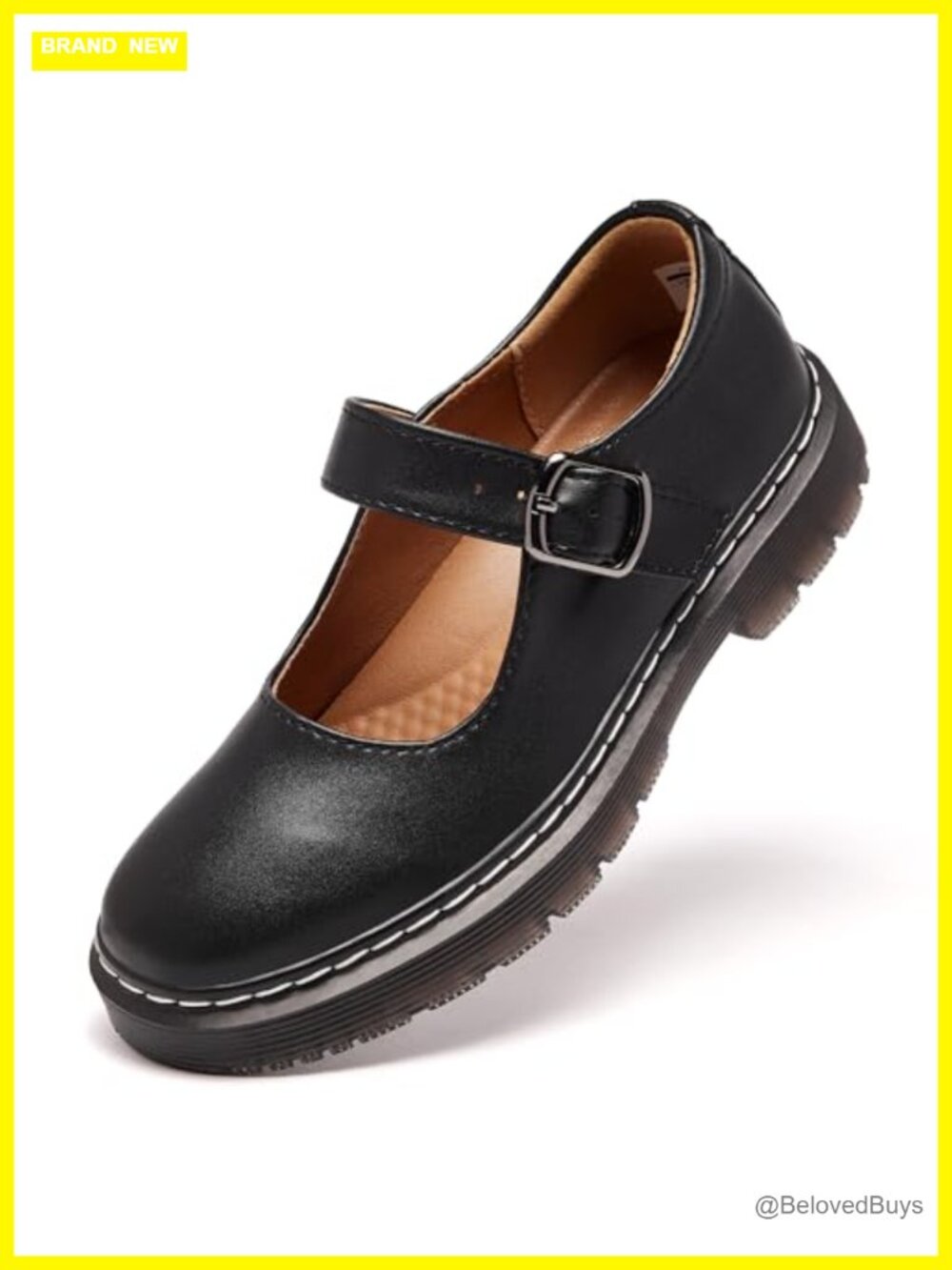 Vegan Leather Mary Jane Flats with Memory Foam Oxford Dress Shoes Work - Picture 5 of 6